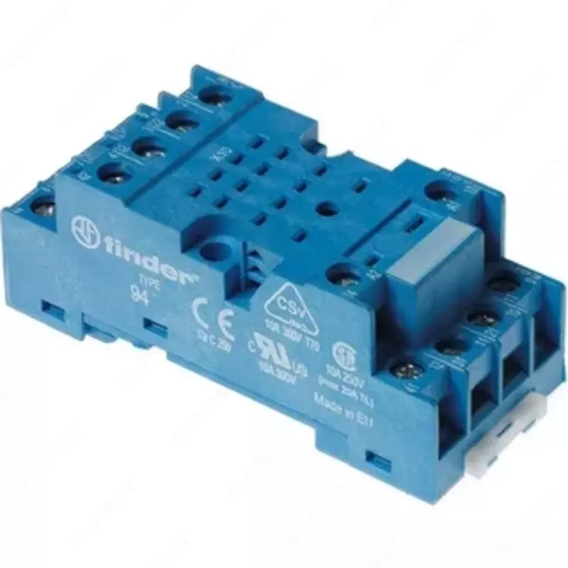 SCREW TERMINAL SOCKET / Розетка для реле 55.33, 85.03 и модуля 99.01 с комбинированными контактами; с металлическим фиксатором; винтовые зажимы; синяя