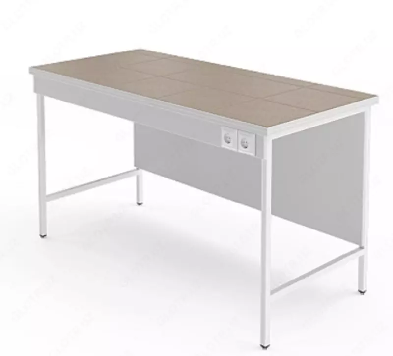 Высокий лабораторный стол с розетками и столешницей из керамогранитной плитки НВ-1500 ЛКв-Р