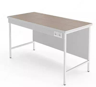 Высокий лабораторный стол с розетками и столешницей из керамогранитной плитки НВ-1500 ЛКв-Р