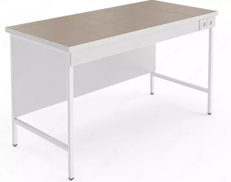 Высокий лабораторный стол с розетками и столешницей из керамогранитной плитки НВ-1500 ЛКв-Р