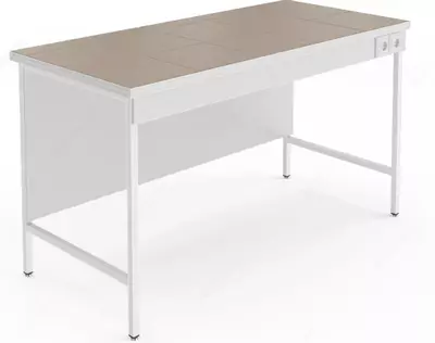 Высокий лабораторный стол с розетками и столешницей из керамогранитной плитки НВ-1500 ЛКв-Р