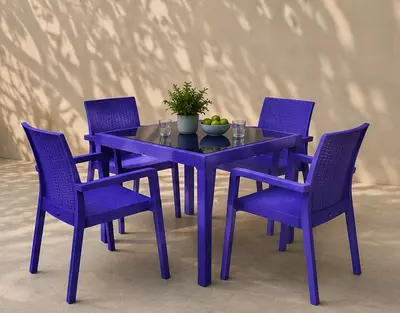 Olinadigan shisha yuzali kvadrat “PREMIUM” stoli va 4 ta stul to‘plami