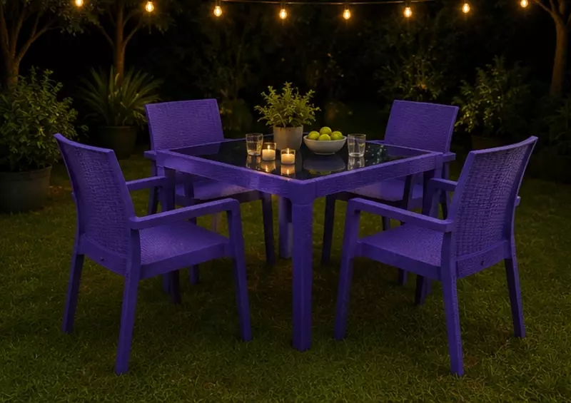  Olinadigan shisha yuzali kvadrat “PREMIUM” stoli va 4 ta stul to‘plami - 