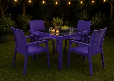  Olinadigan shisha yuzali kvadrat “PREMIUM” stoli va 4 ta stul to‘plami - 