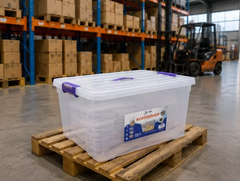   Контейнер прозрачный  прямоугольный с крышкой 100 л