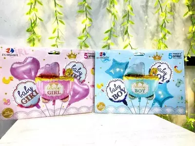 Шар Набор "Коляска" 5шт Gender Party – Насос в ПОДАРОК ДОСТАВКА 1день