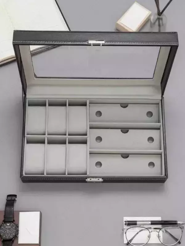 от {0} сум Шкатулка Органайзер для Часов и Очков с 9 отделениями - ПОДАРКА