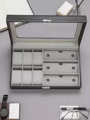 Шкатулка Органайзер для Часов и Очков с 9 отделениями - ПОДАРКА