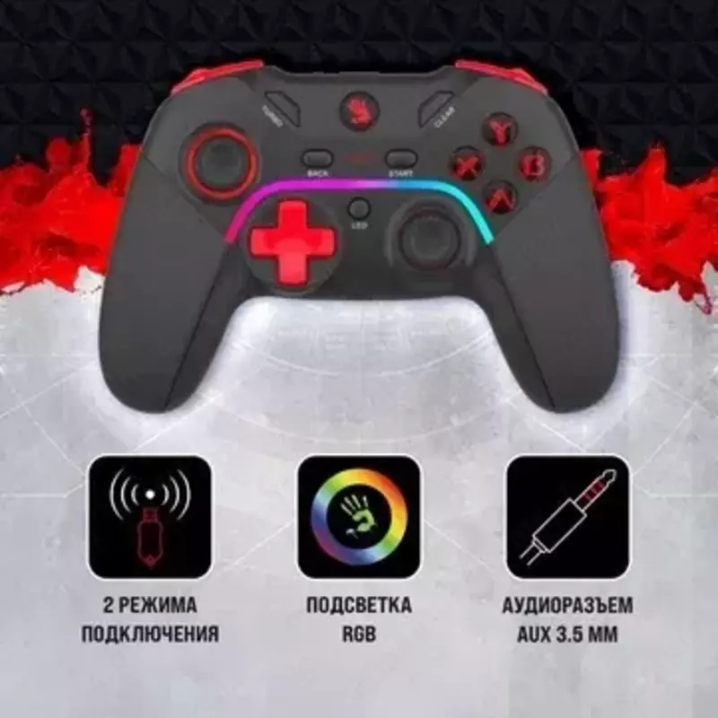   Геймпад (Джостик) Bloody GPW70 — Беспроводная точность 2.4 ГГц с RGB!