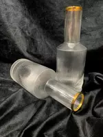 Ваза рифленая стеклянная с золотой каймой