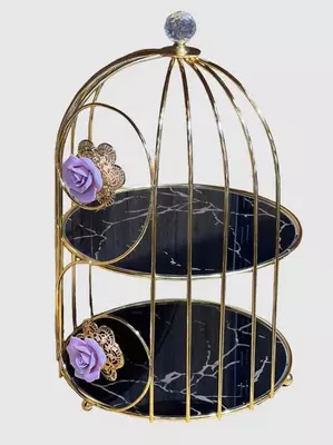 Подставка Элегантный двухъярусный в форме птичьей клетки