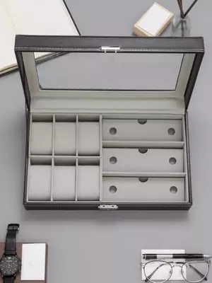 Органайзер для Очков 3-слота и Часов 6-слотов Шкатулка Органайзер для Очков 3-слота и Часов 6-слотов Шкатулка