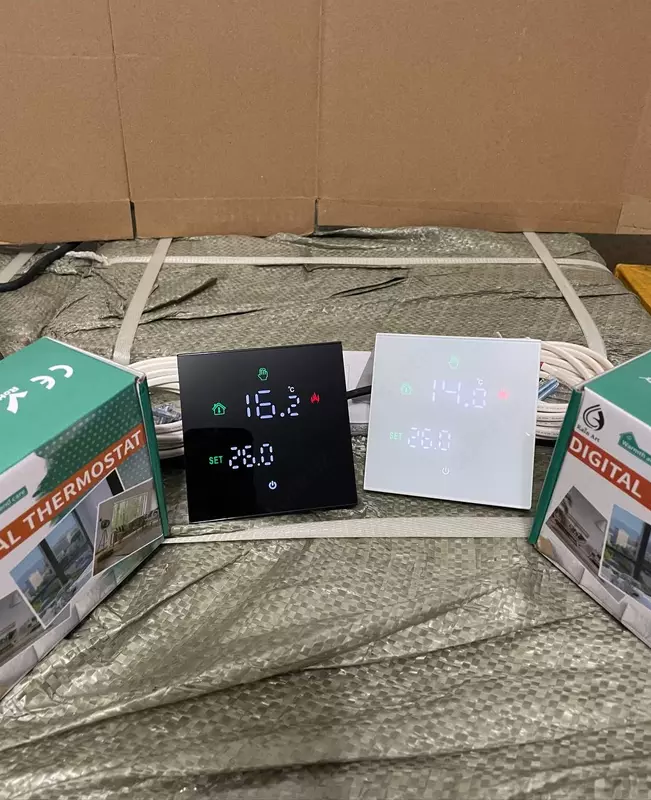 Xona sensori, termostat. Wi-Fi suvli va elektr isitiladigan pol uchun.