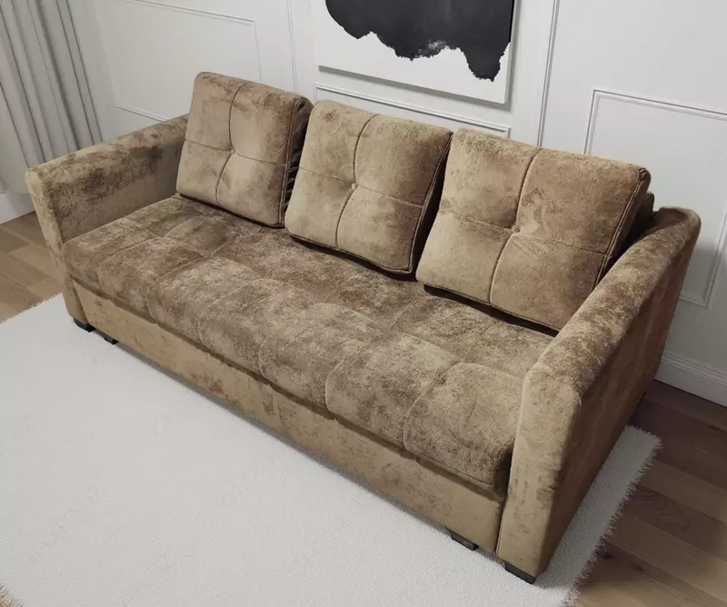 Dizayner yumshoq divan (to'g'ri) "Sepia" 3 ta dekorativ yostiq