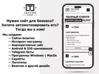  Tayyor Studio - создайте свой сайт  программу  дизайны визиток до лого Tayyor-Studio
