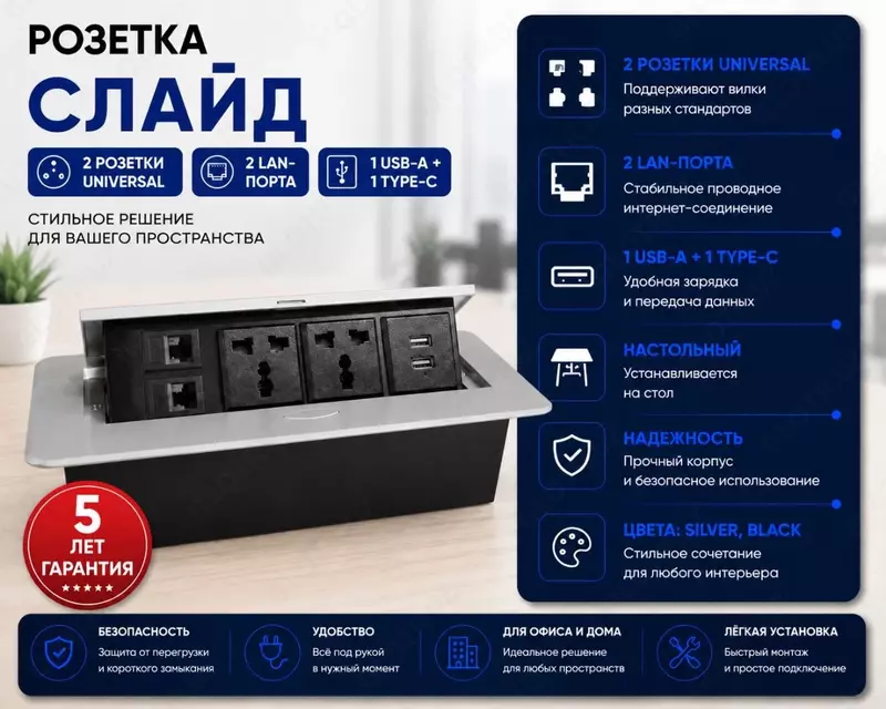 Stol usti rozetkasi: modul rozetka.