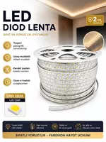 Turar joy va ofis xonalarini yoritish uchun svetodiod lentalar.