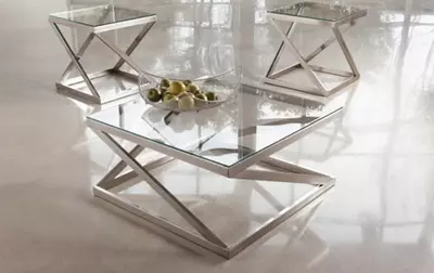 Дизайнерский квадратный столик (нерж. сталь