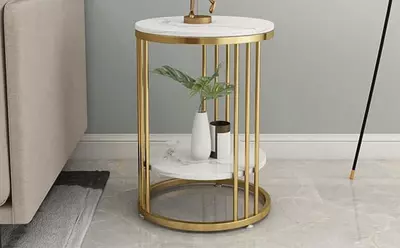 Дизайнерский двухуровневый круглый столик (нерж. сталь