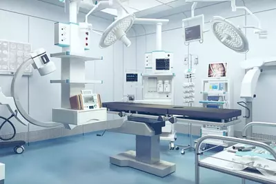 Медицинская металлическая функциональная двухсекционная кровать (с матрацем) Akbars pharm