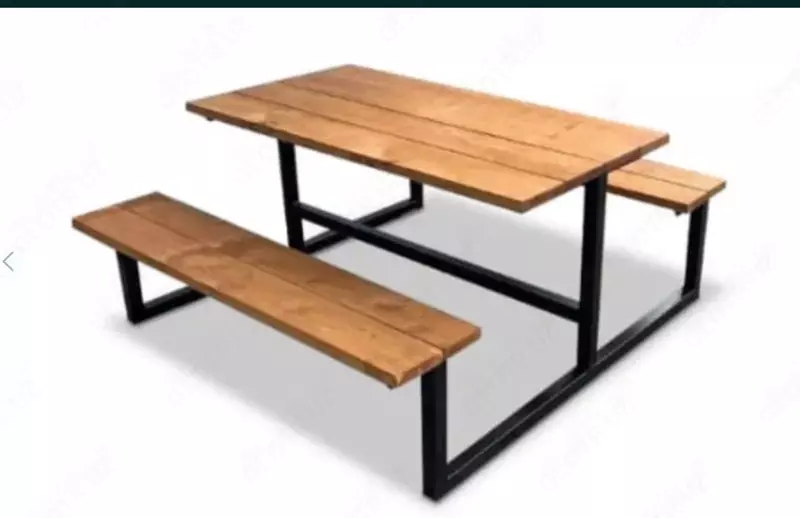 Лофт стол со скамейками на 6 человек