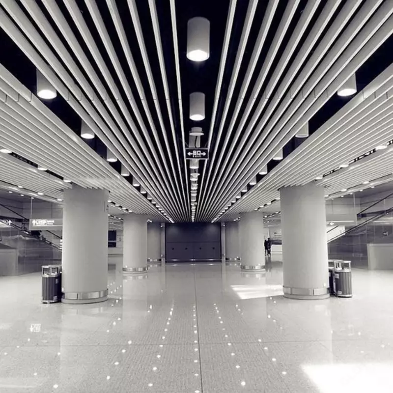 Потолки грильято с профилем 30×10 и ячейками 100×100 мм