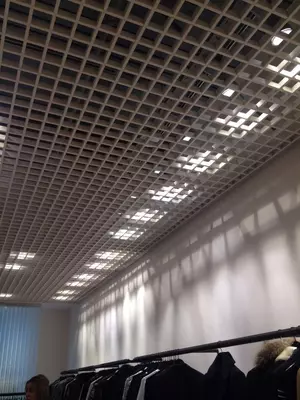 Потолки грильято с профилем 50×10 и ячейками 100×100 мм
