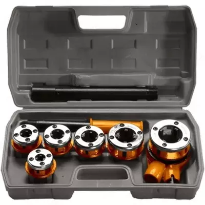 Набор клуппов "Sparta" 1/4"-3/8"-1/2"-3/4"-1"-1 1/4",1.25" плашкодержатель с трещоткой, (9 предм.)