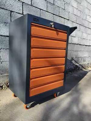 Asbob aravachasi (mobil) "Metalcraft", metall, 940x600(770)x450 mm, 7 quti, sig'imi 50 kg gacha (kulrang/sariq)