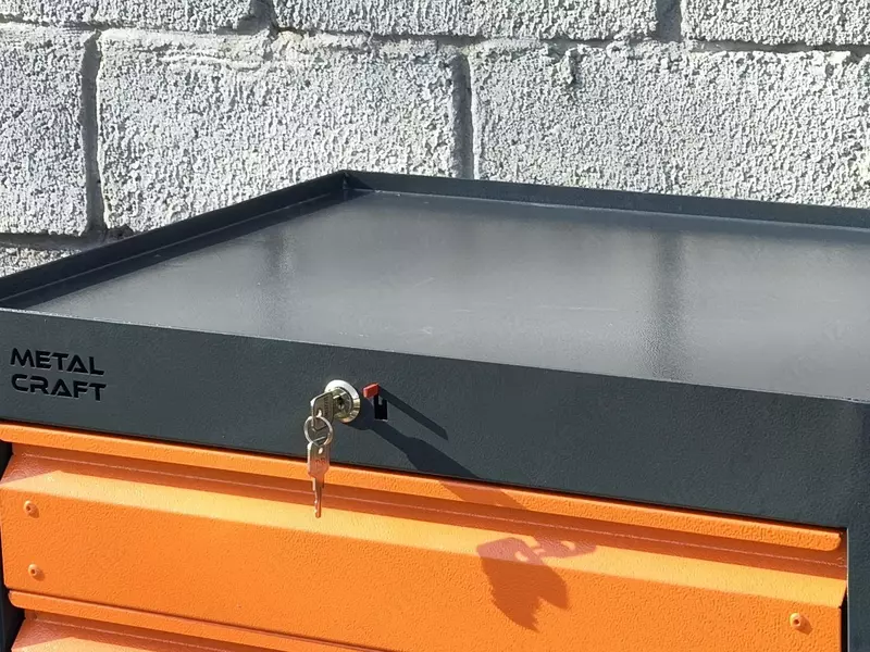 Asbob aravachasi (mobil) "Metalcraft", metall, 940x600(770)x450 mm, 7 quti, sig'imi 50 kg gacha (kulrang/sariq)