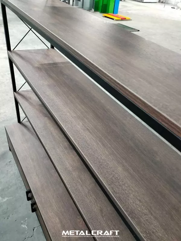 Комбинированный торговый стеллаж (металл, дерево) "Metalcraft" Лофт, 5 полок