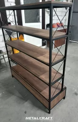 Комбинированный торговый стеллаж (металл, дерево) "Metalcraft" Лофт, 5 полок