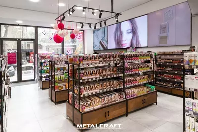 Комбинированный торговый стеллаж (металл, дерево) "Metalcraft" Лофт, 5 полок