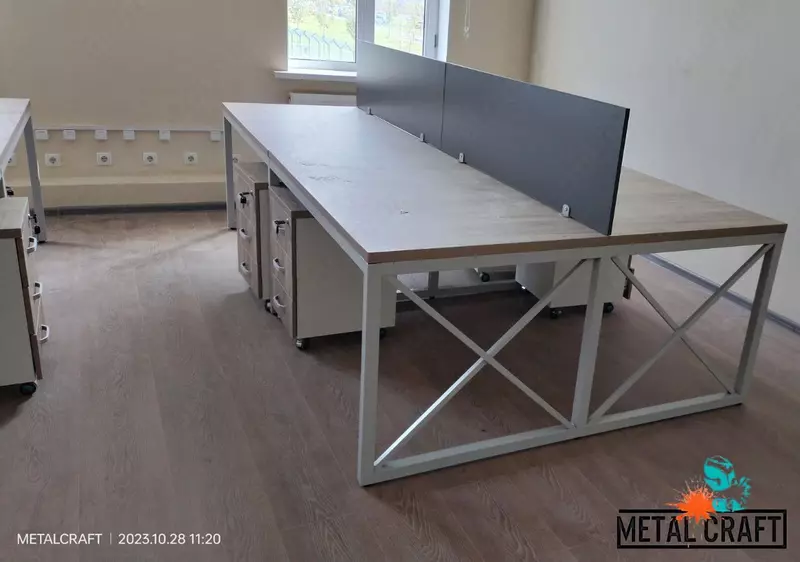 Комбинированный офисный стол (металл, дерево) "Metalcraft" Лофт (Ассортимент)