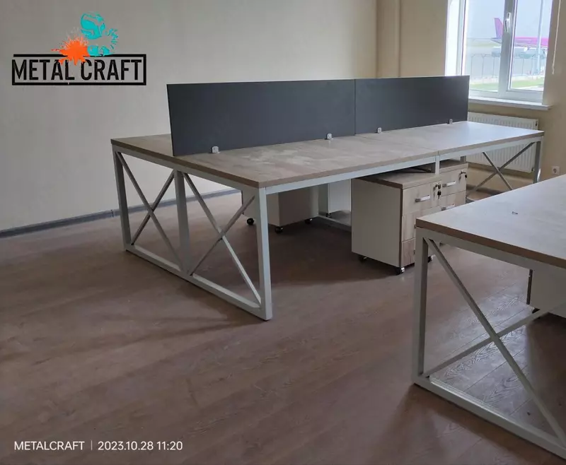 Комбинированный офисный стол (металл, дерево) "Metalcraft" Лофт (Ассортимент)