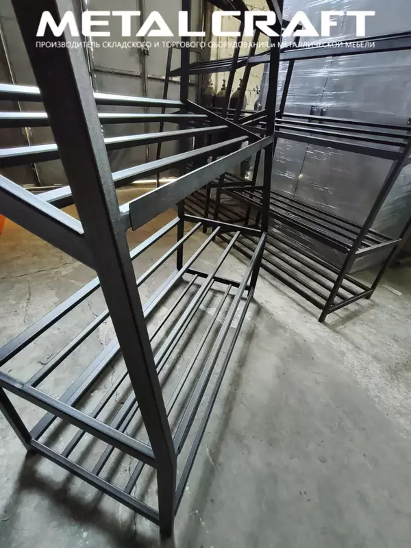 Металлический стеллаж для овощей и фруктов "Metalcraft", 4 полки (2 наклонные)