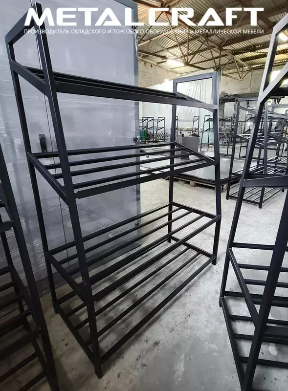 Металлический стеллаж для овощей и фруктов "Metalcraft", 4 полки (2 наклонные)