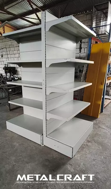 Металлический торговый стеллаж (двухсторонний) "Metalcraft"