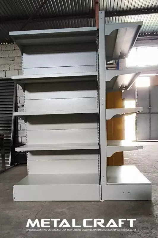 Металлический торговый стеллаж (двухсторонний) "Metalcraft"