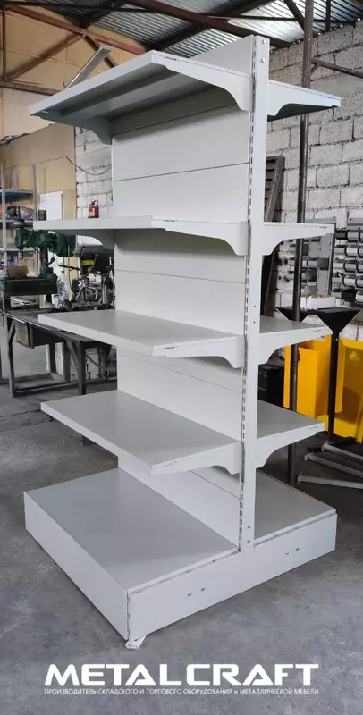 Металлический торговый стеллаж (двухсторонний) "Metalcraft"