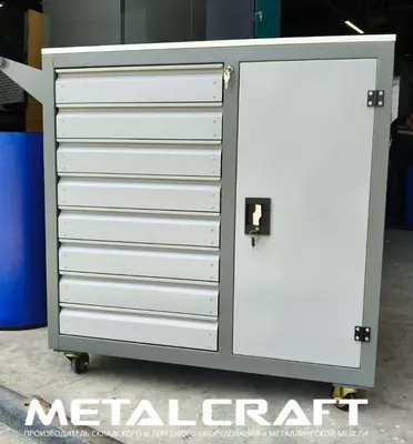 Инструментальная тележка (мобильная) Metalcraft металл 1000x475x980 мм 8 ящ. 2 полки