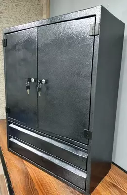 Металлический шкаф для инструментов (настенный) "Metalcraft" 2 секции, 2 выдв. ящика, перф. панель, 655×280×810 мм