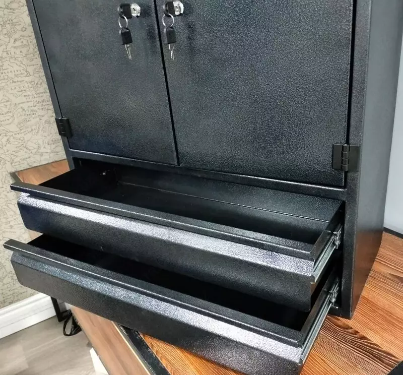 Металлический шкаф для инструментов (настенный) "Metalcraft" 2 секции, 2 выдв. ящика, перф. панель, 655×280×810 мм