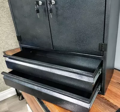 Металлический шкаф для инструментов (настенный) "Metalcraft" 2 секции, 2 выдв. ящика, перф. панель, 655×280×810 мм