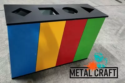 Урна для раздельного сбора мусора (цветная) "Metalcraft" 1200х800х400 мм, 4 секции