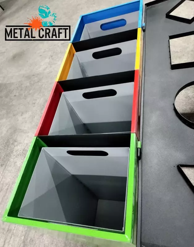 Урна для раздельного сбора мусора (цветная) "Metalcraft" 1200х800х400 мм, 4 секции