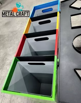 Урна для раздельного сбора мусора (цветная) "Metalcraft" 1200х800х400 мм, 4 секции