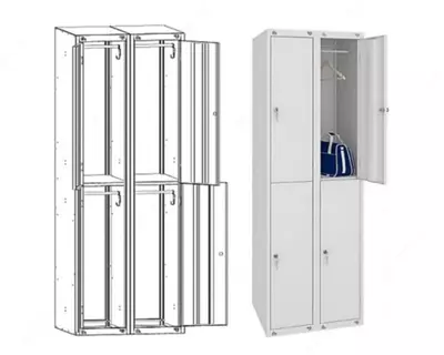  4 bo‘limli kiyim shkafi SHR 24-800 (metall kiyinish shkafi) Chakana savdo