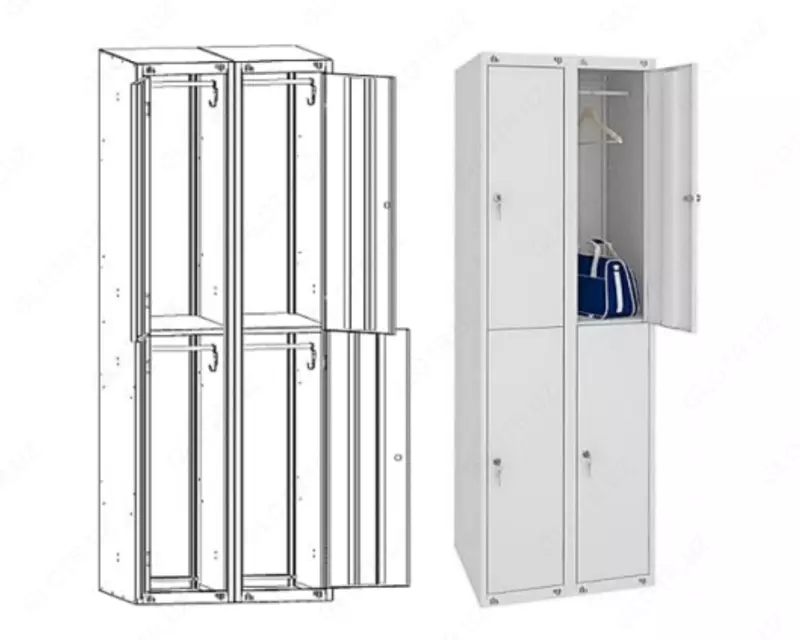  4 bo‘limli kiyim shkafi SHR 24-800 (metall kiyinish shkafi) Chakana savdo