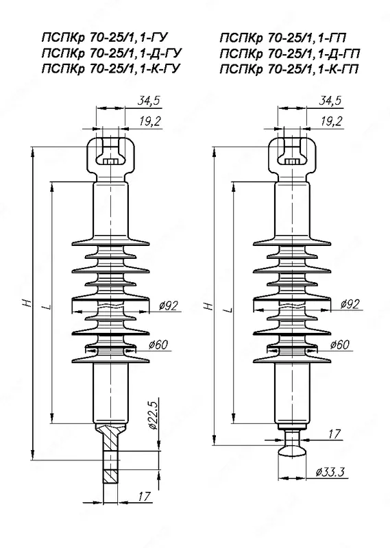 osma izolyatorlar PSPKr 70-25/1